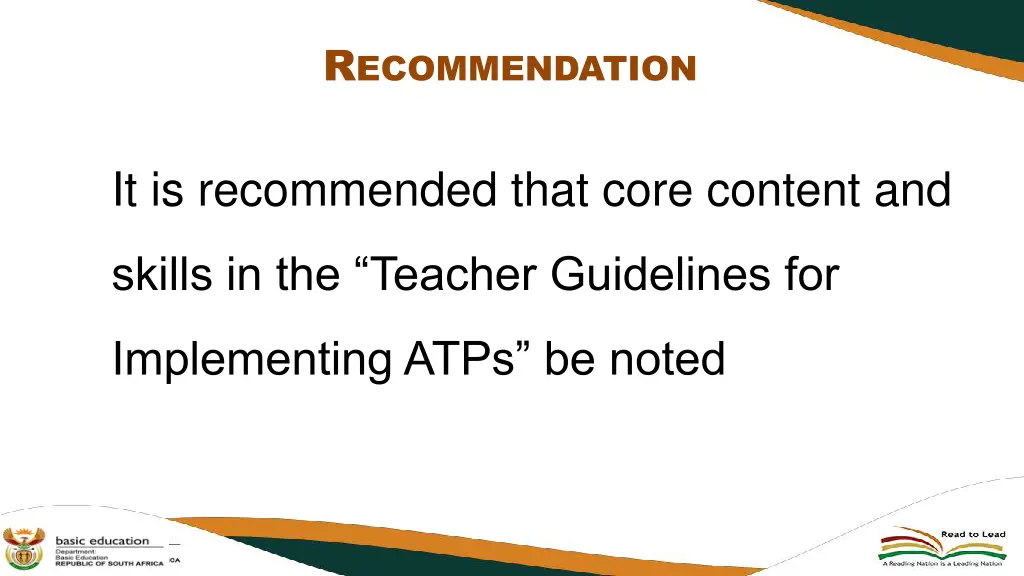 r ecommendation