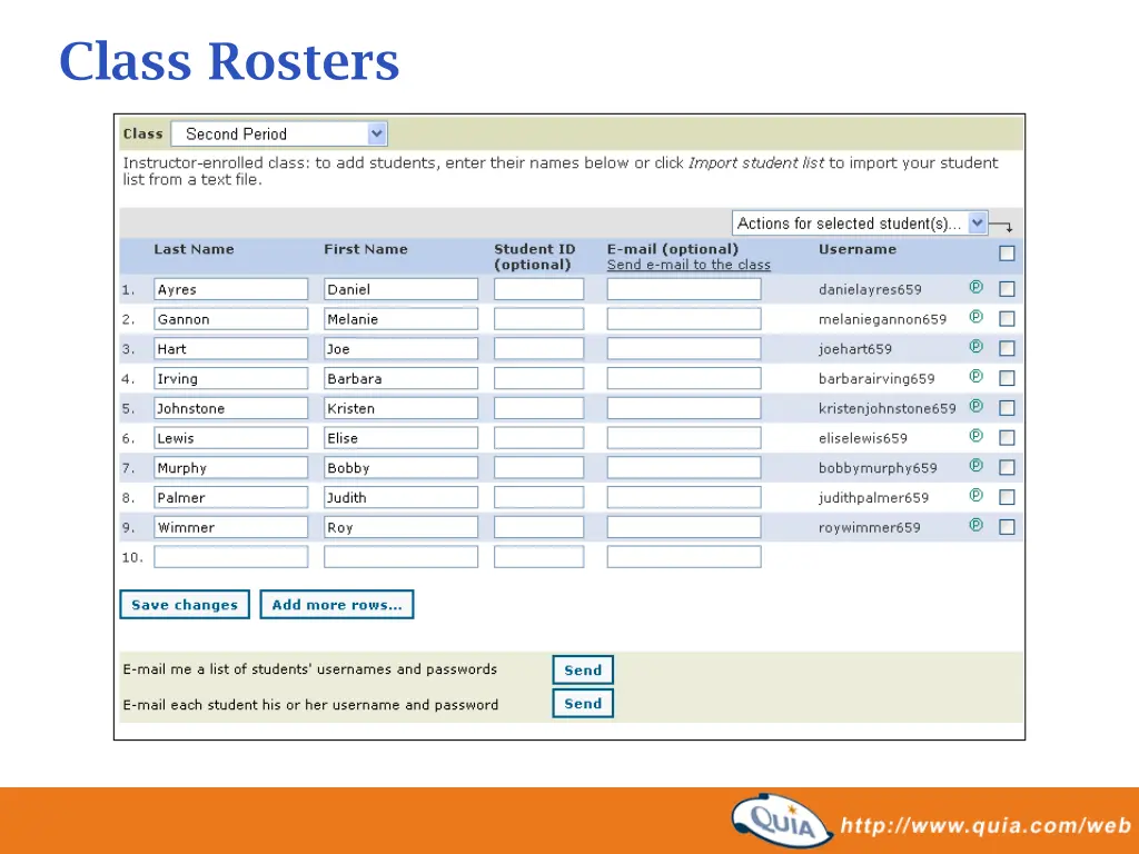 class rosters