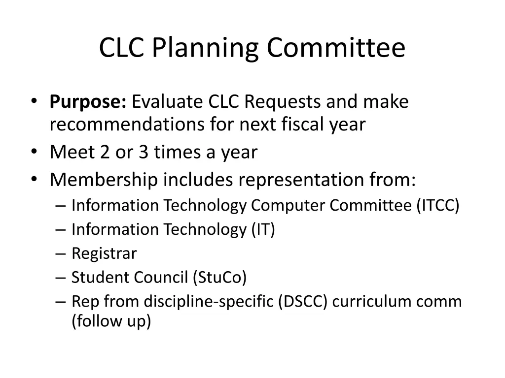 clc planning committee
