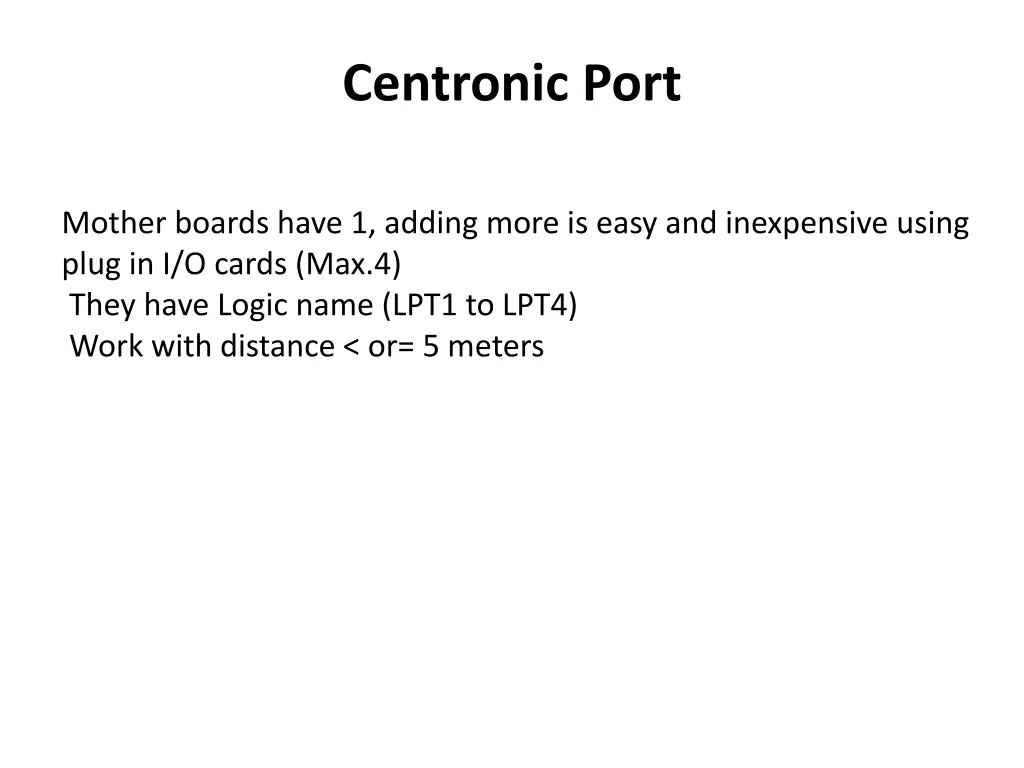 centronic port 1