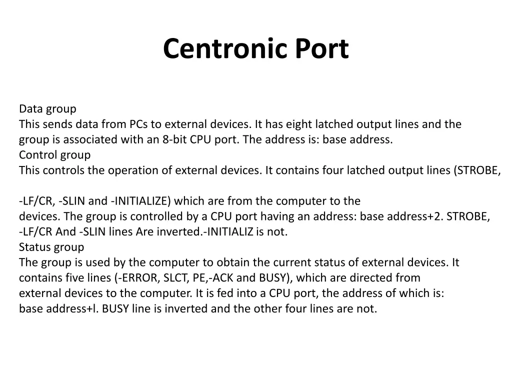centronic port 4
