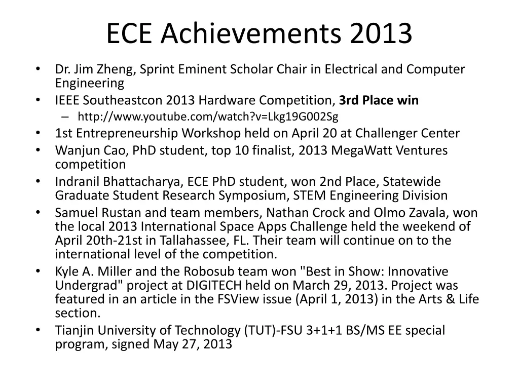 ece achievements 2013