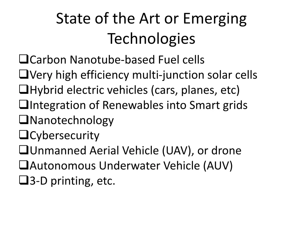 state of the art or emerging technologies carbon