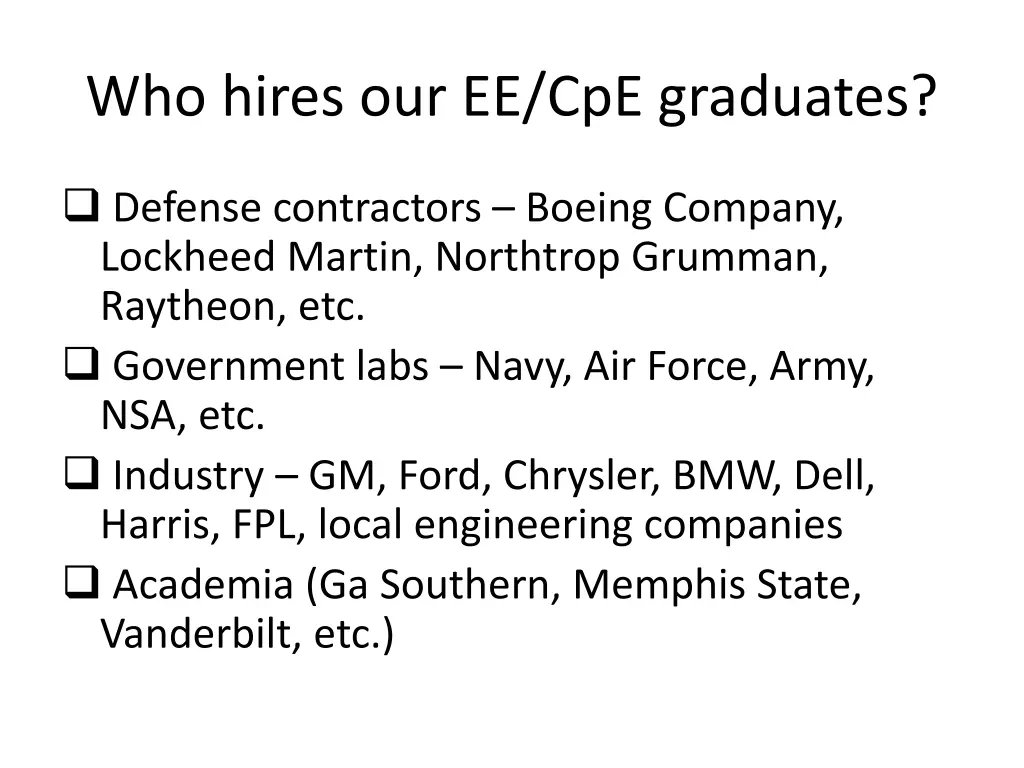who hires our ee cpe graduates