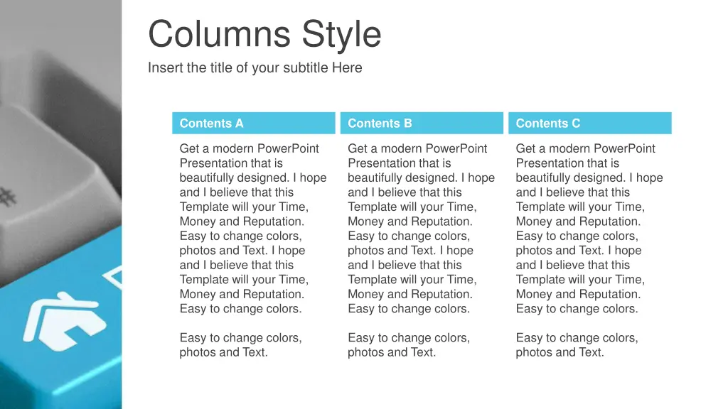 columns style insert the title of your subtitle 1
