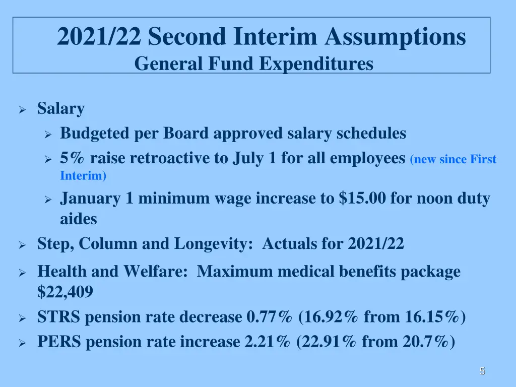 2021 22 second interim assumptions general fund 1