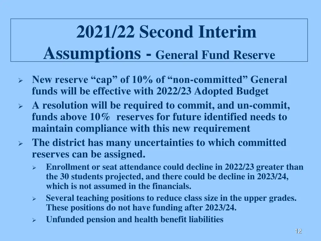 2021 22 second interim assumptions general fund 5