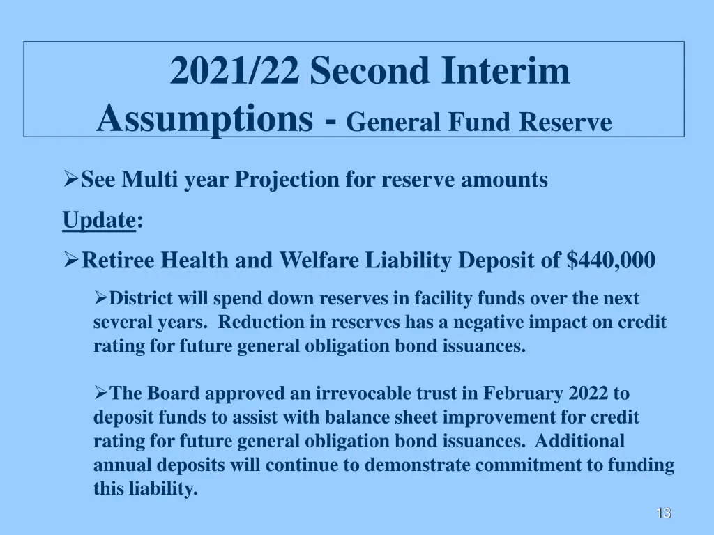 2021 22 second interim assumptions general fund 6