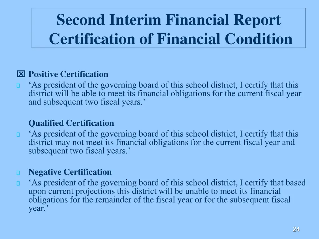 second interim financial report certification