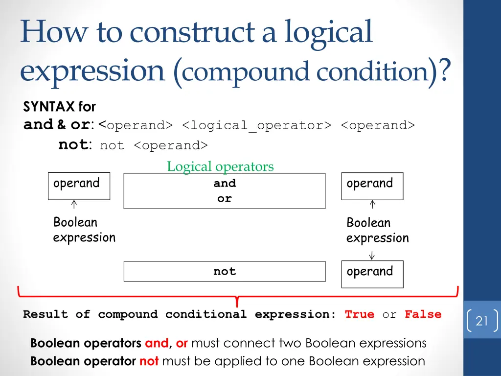 how to construct a logical expression compound 1