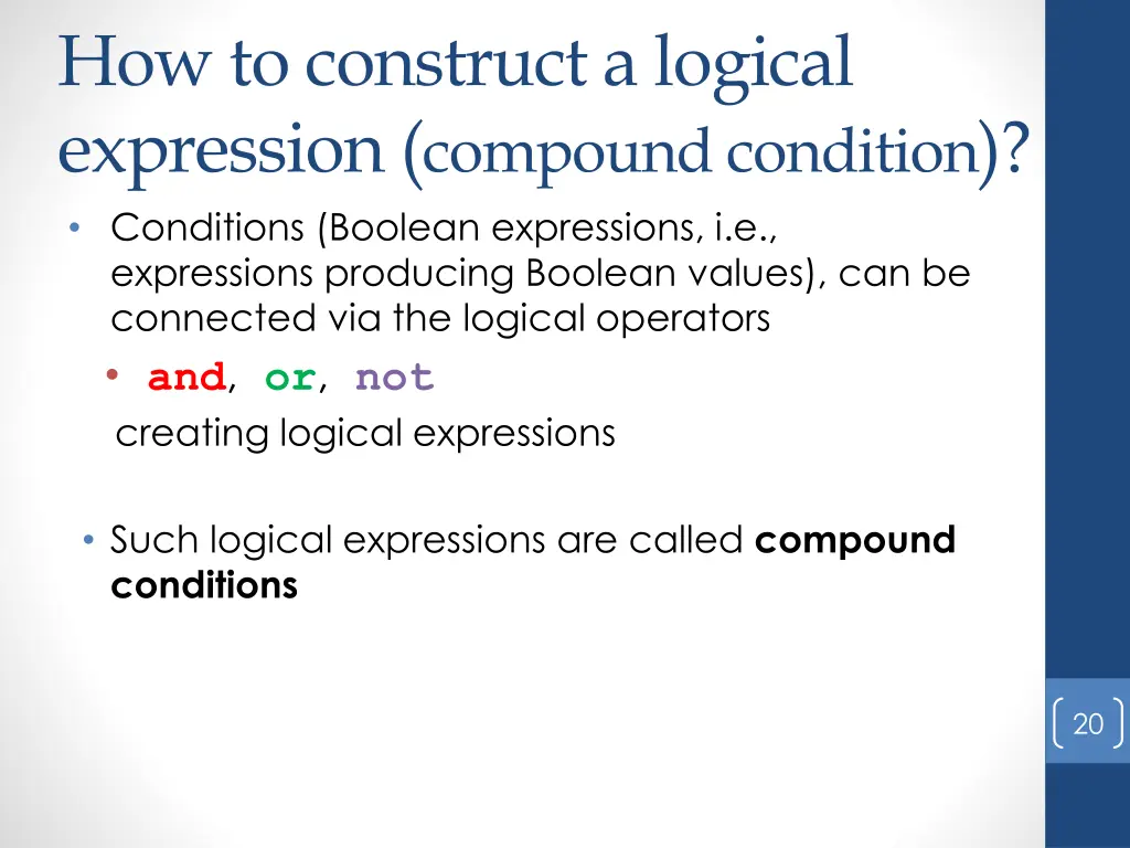 how to construct a logical expression compound