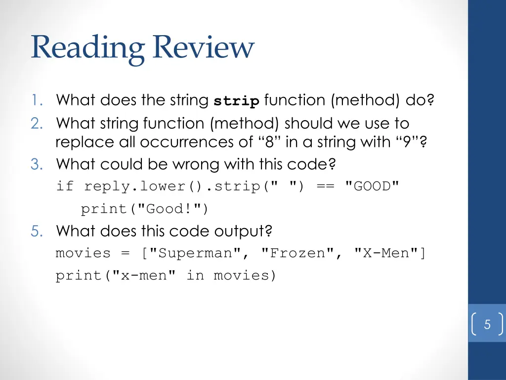 reading review
