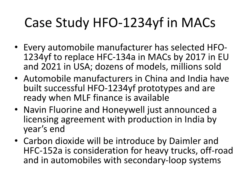 case study hfo 1234yf in macs