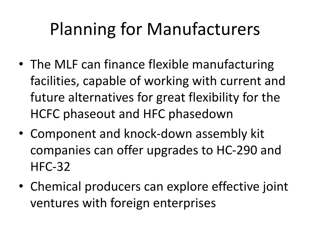 planning for manufacturers