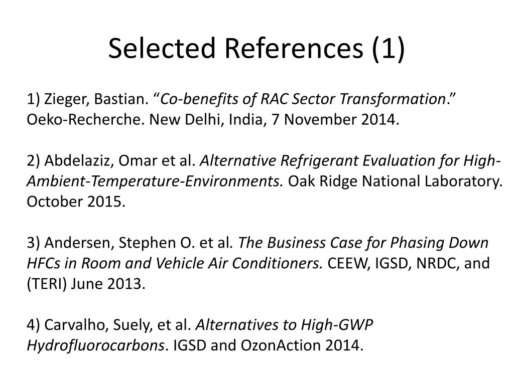 selected references 1