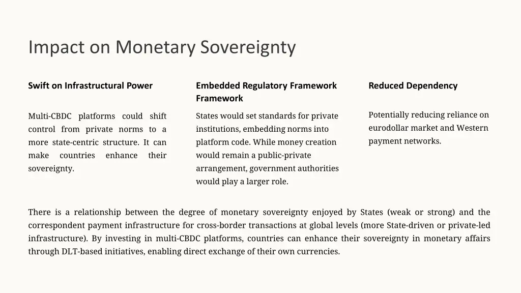 impact on monetary sovereignty