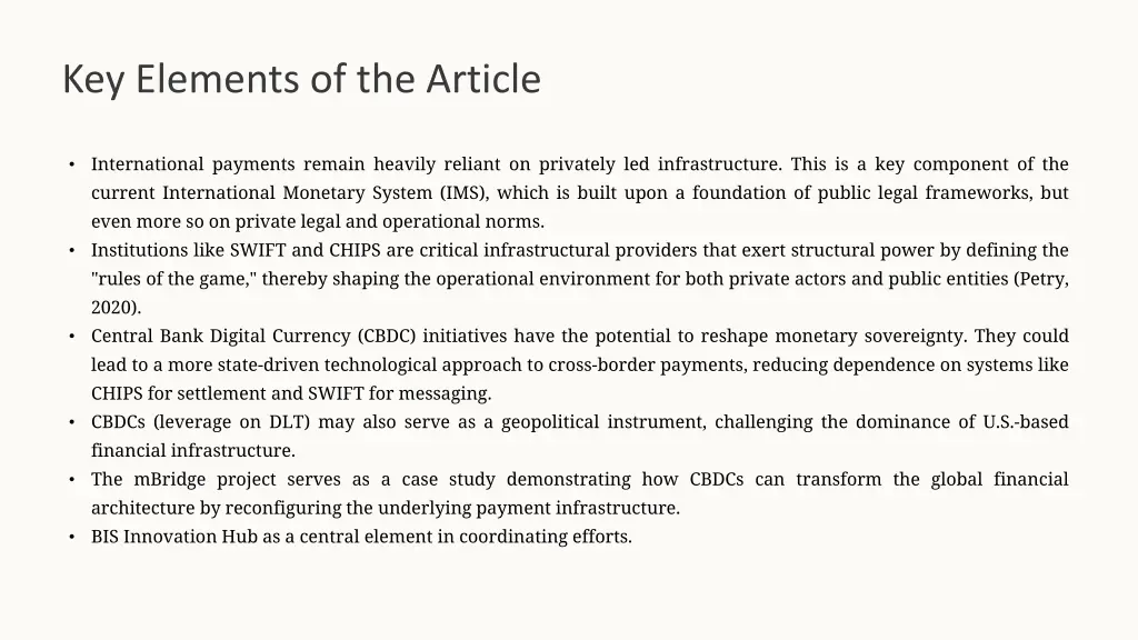 key elements of the article