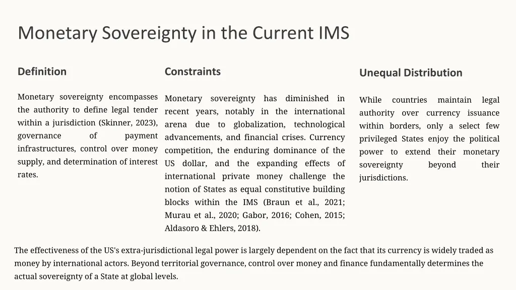 monetary sovereignty in the current ims