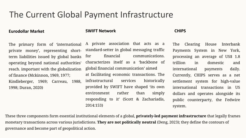the current global payment infrastructure