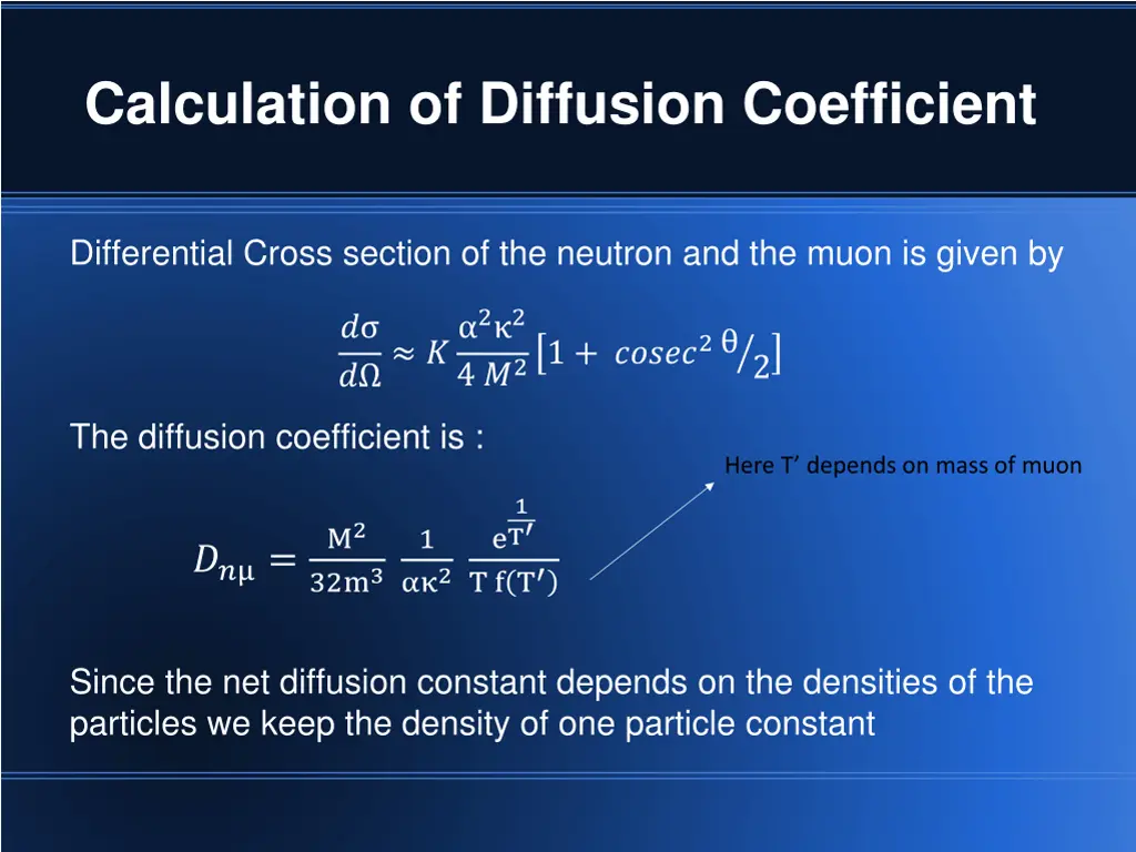 calculation of diffusion coefficient