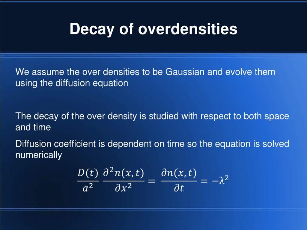 decay of overdensities