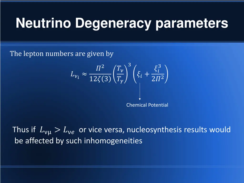 neutrino degeneracy parameters