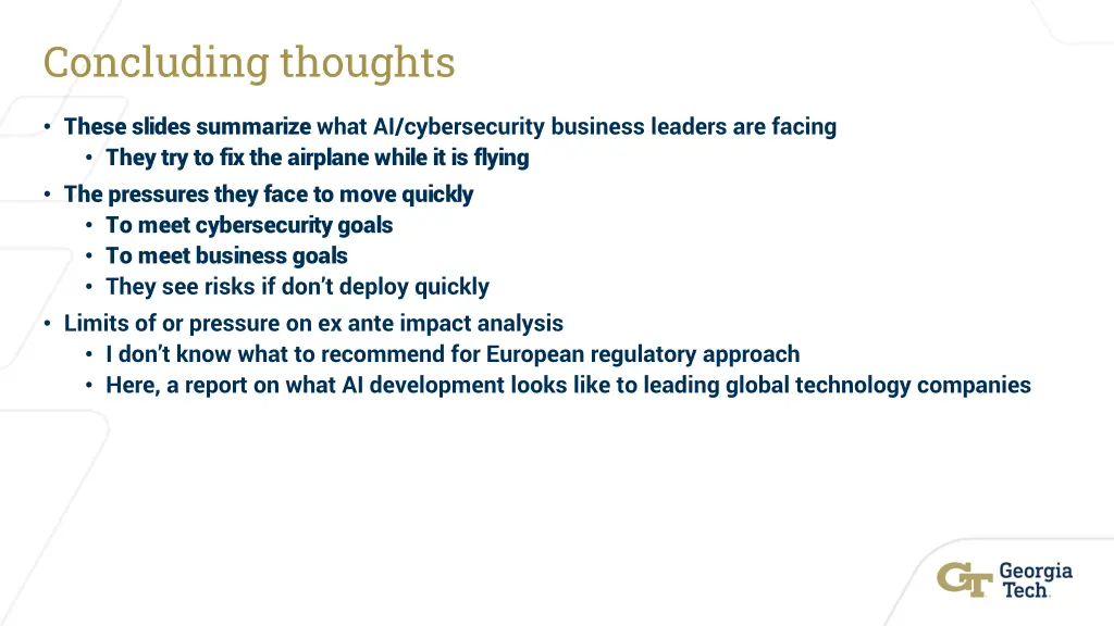 concluding thoughts