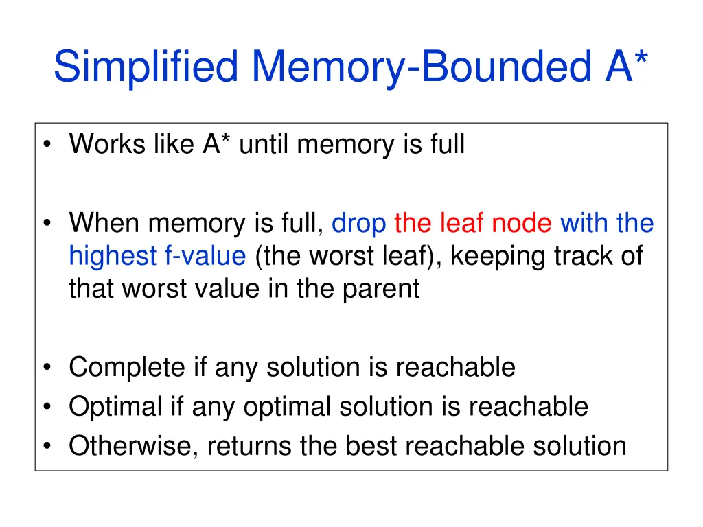 simplified memory bounded a