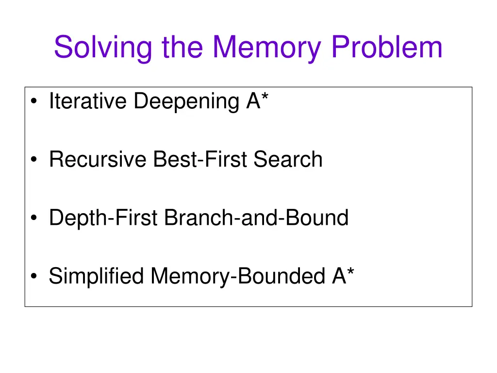 solving the memory problem