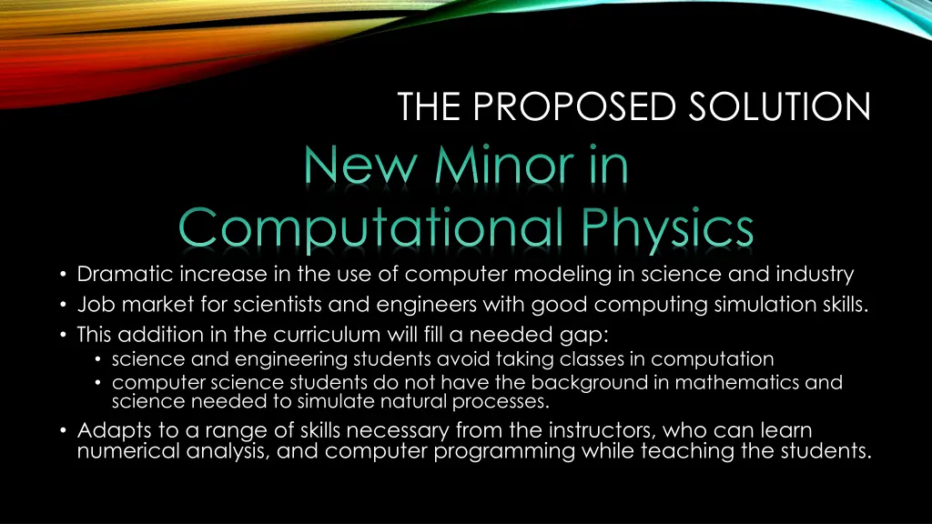 the proposed solution new minor in computational