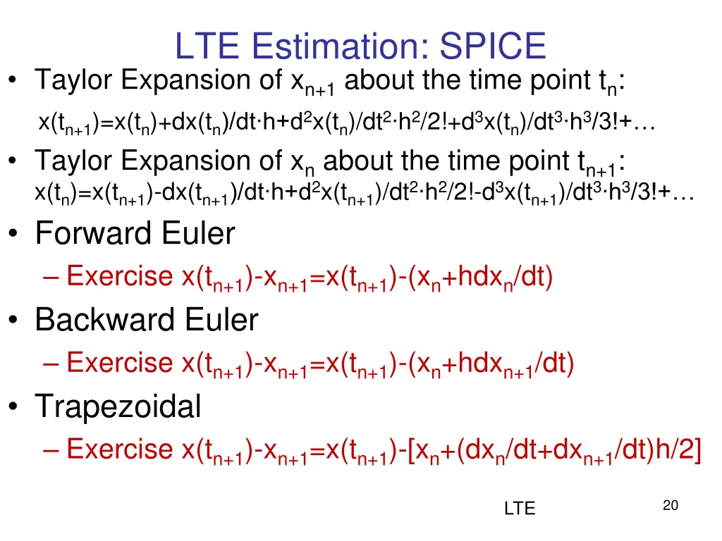 lte estimation spice taylor expansion