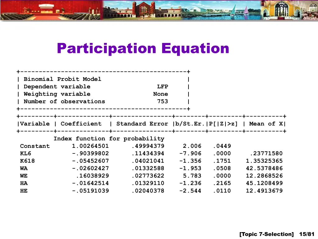 participation equation
