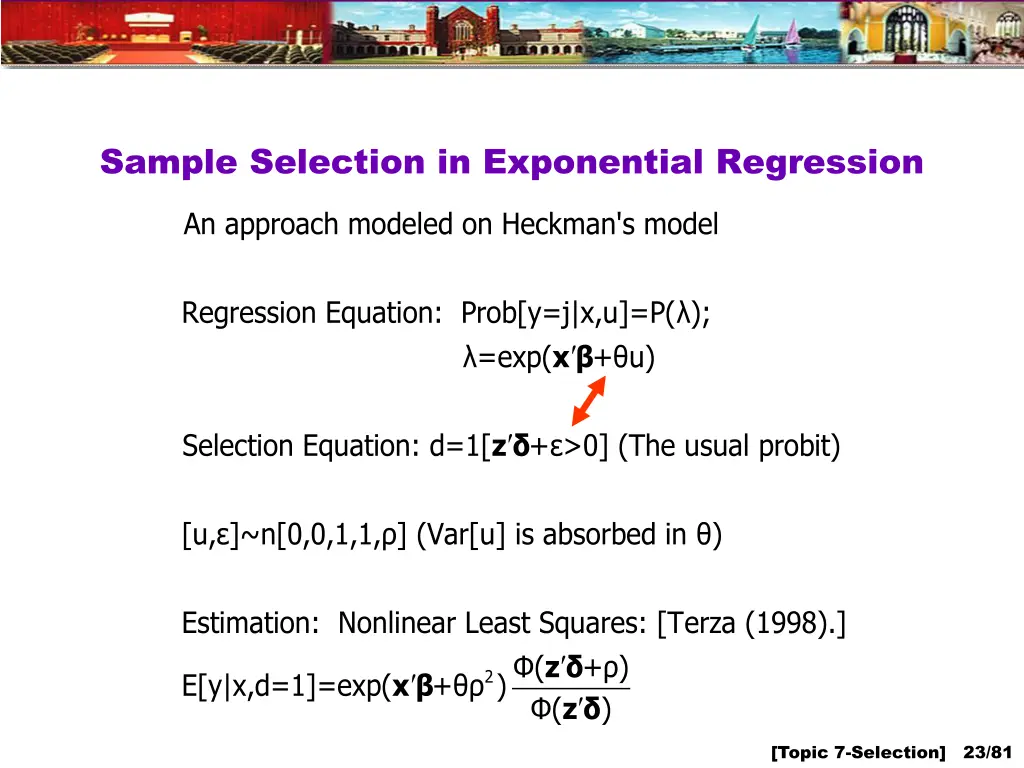 sample selection in exponential regression