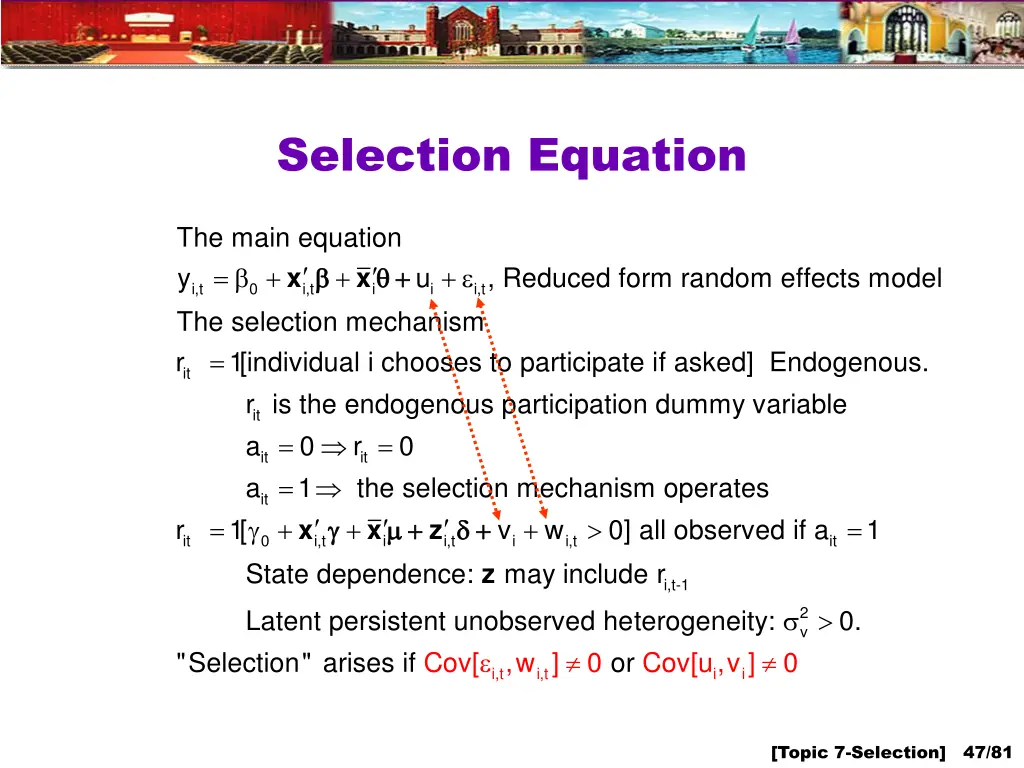 selection equation