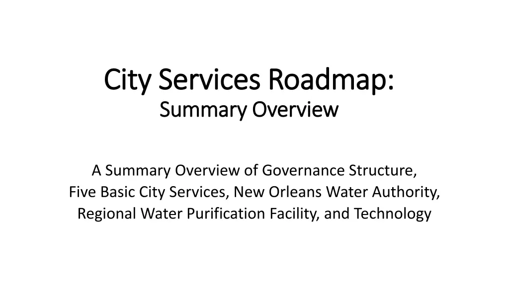 city services roadmap city services roadmap