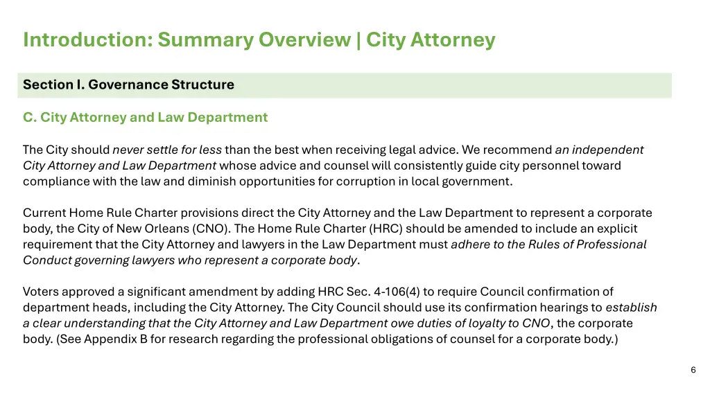 introduction summary overview city attorney