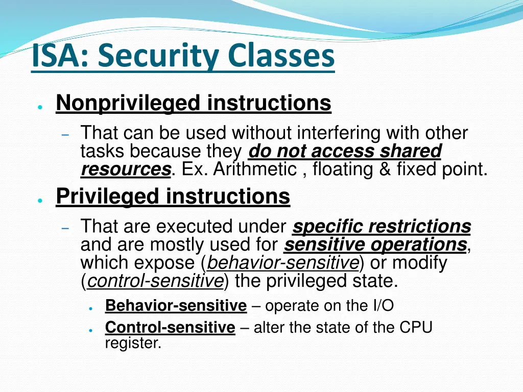 isa security classes