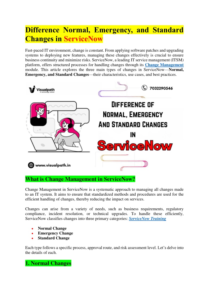 difference normal emergency and standard changes