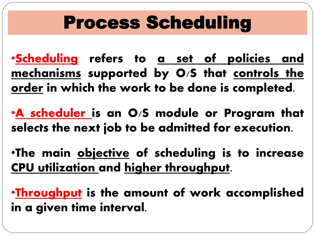 process scheduling process scheduling