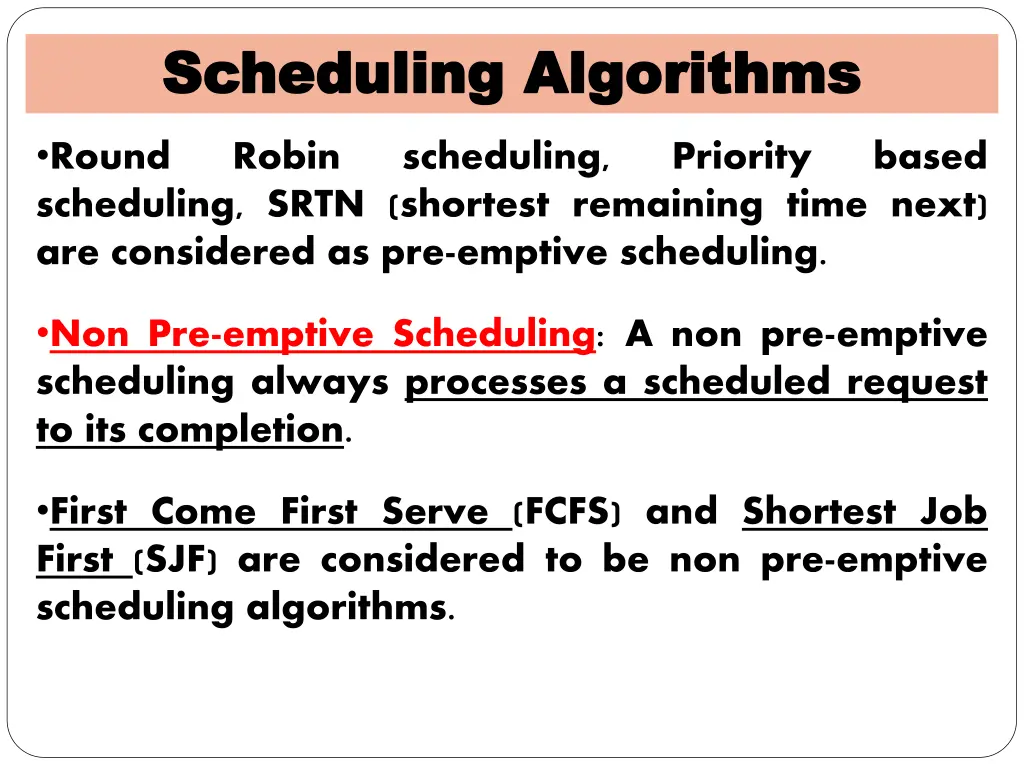 scheduling algorithms scheduling algorithms 1