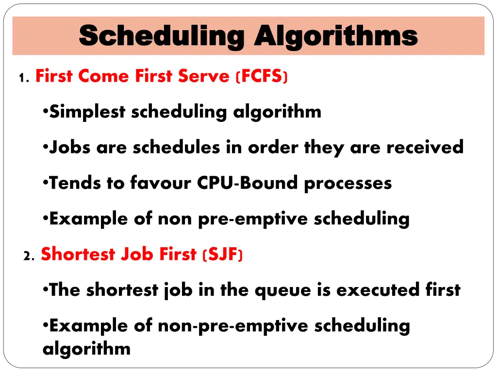 scheduling algorithms scheduling algorithms 2