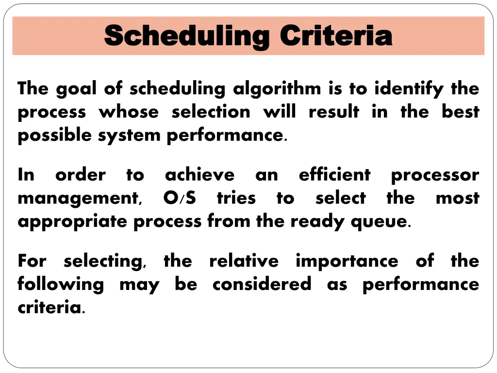 scheduling criteria scheduling criteria