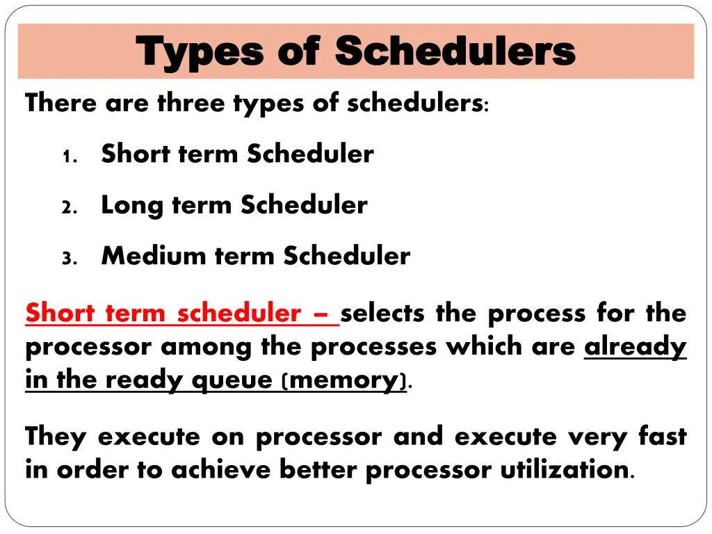 types of schedulers types of schedulers