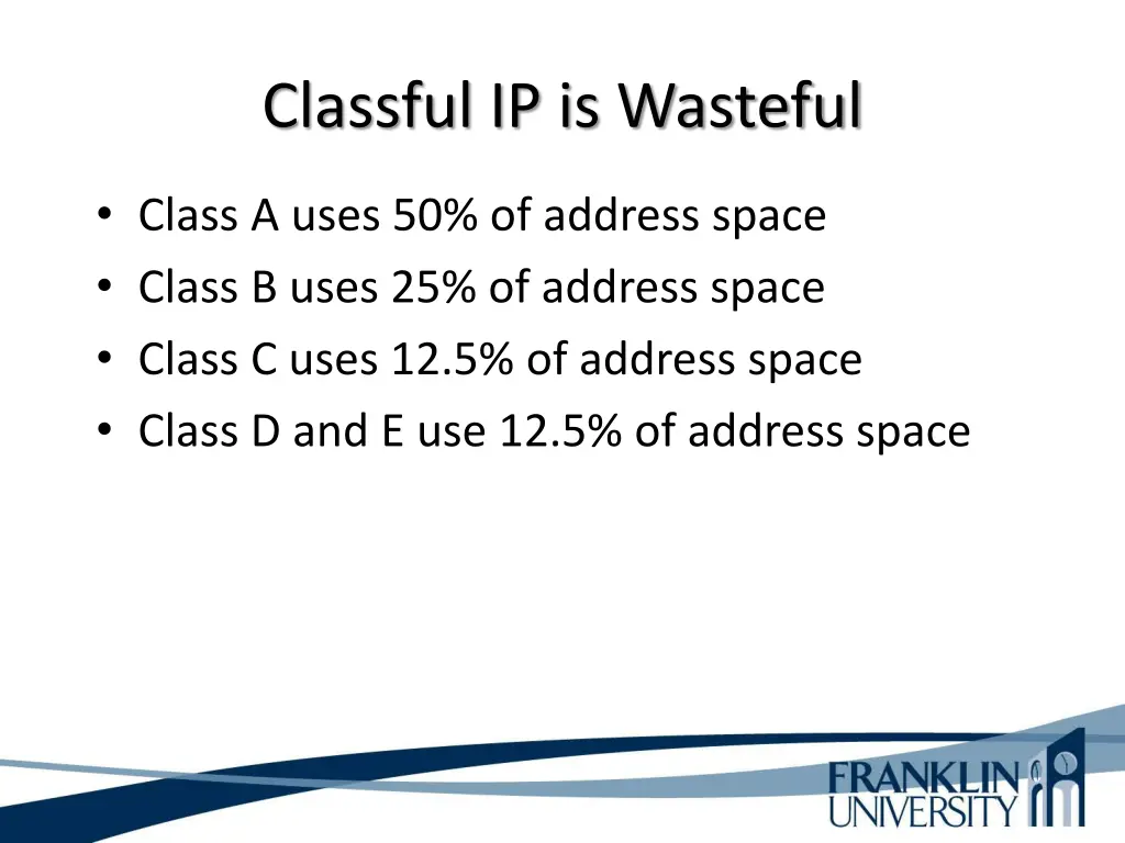 classful ip is wasteful