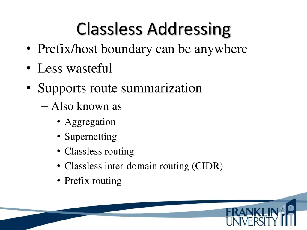 classless addressing prefix host boundary