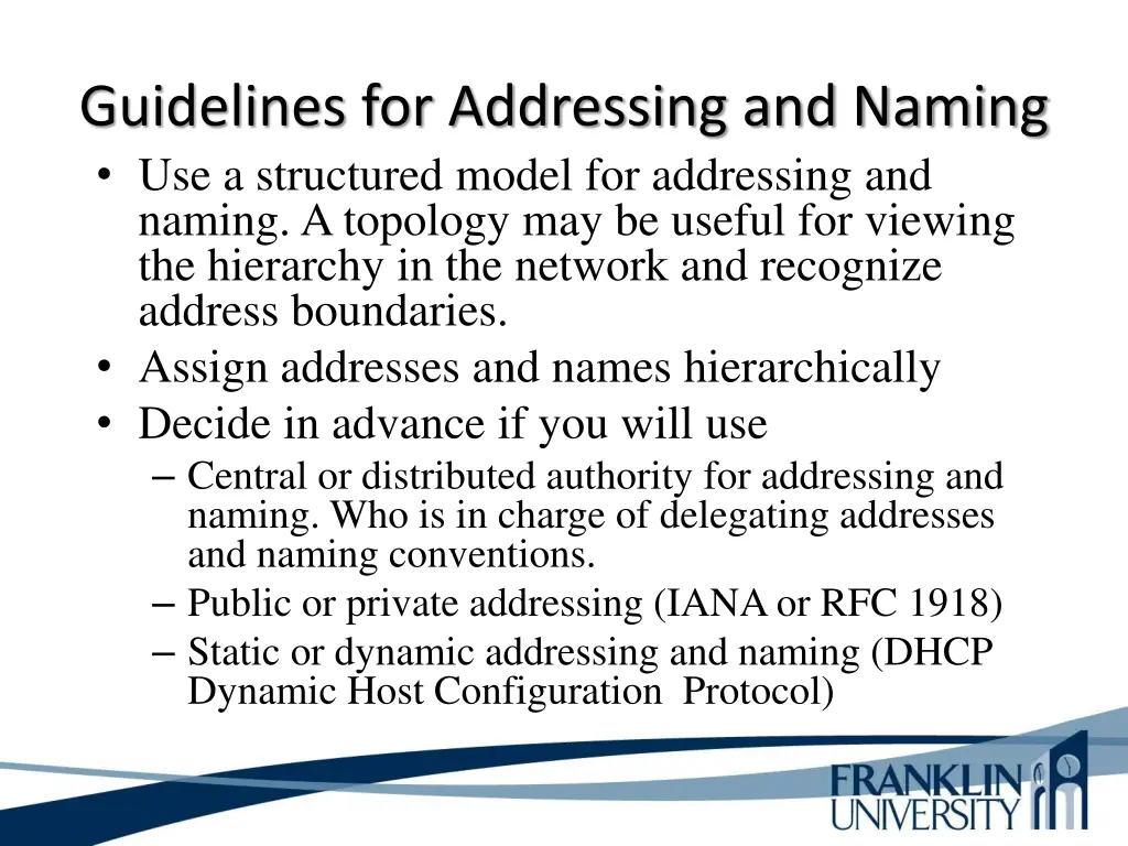 guidelines for addressing and naming