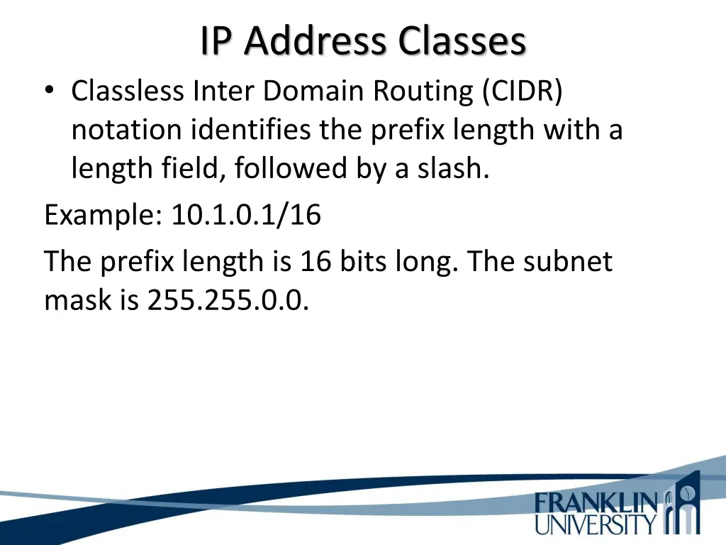 ip address classes classless inter domain routing