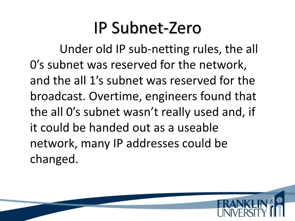 ip subnet zero under old ip sub netting rules