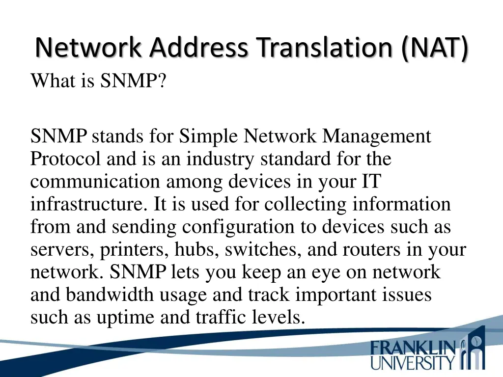 network address translation nat what is snmp