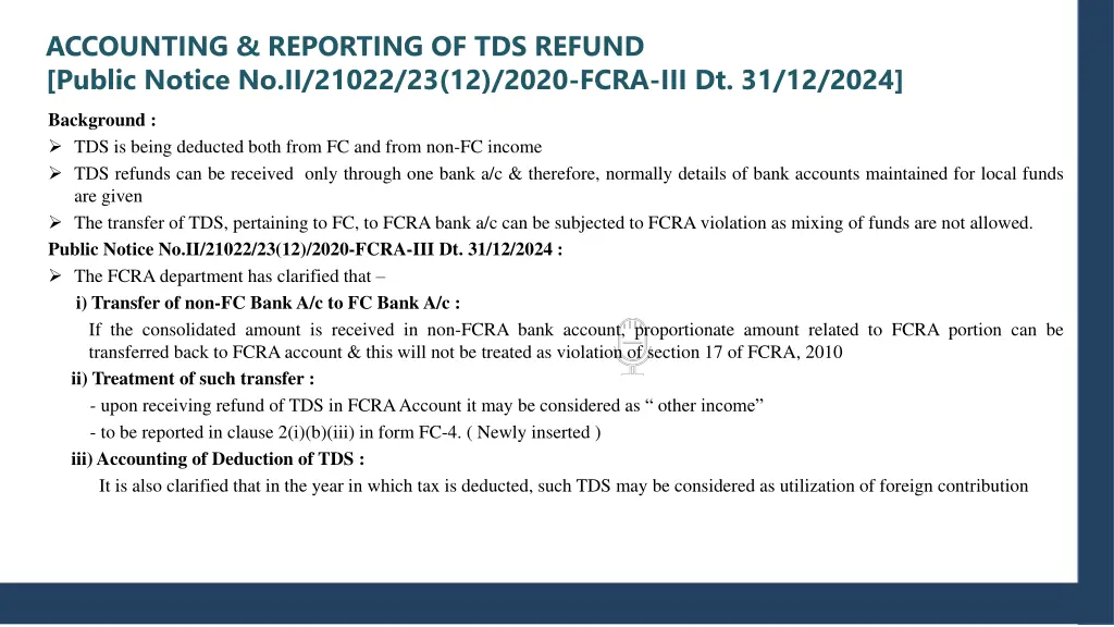 accounting reporting of tds refund public notice
